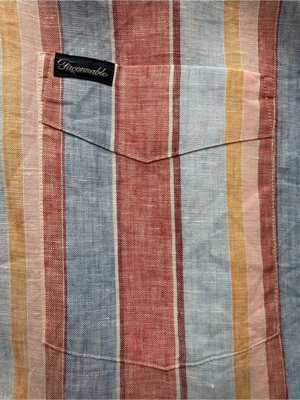 Vintage Façonnable Multicolor Striped 100% Linen Long Sleeve Shirt Size XL - Picture 8 of 10